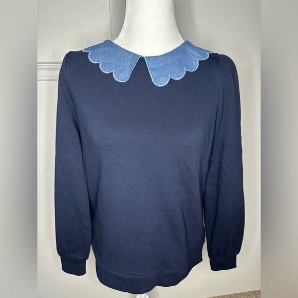 Talbots Navy Sweater with Blue Collar size SP - Picture 3 of 10